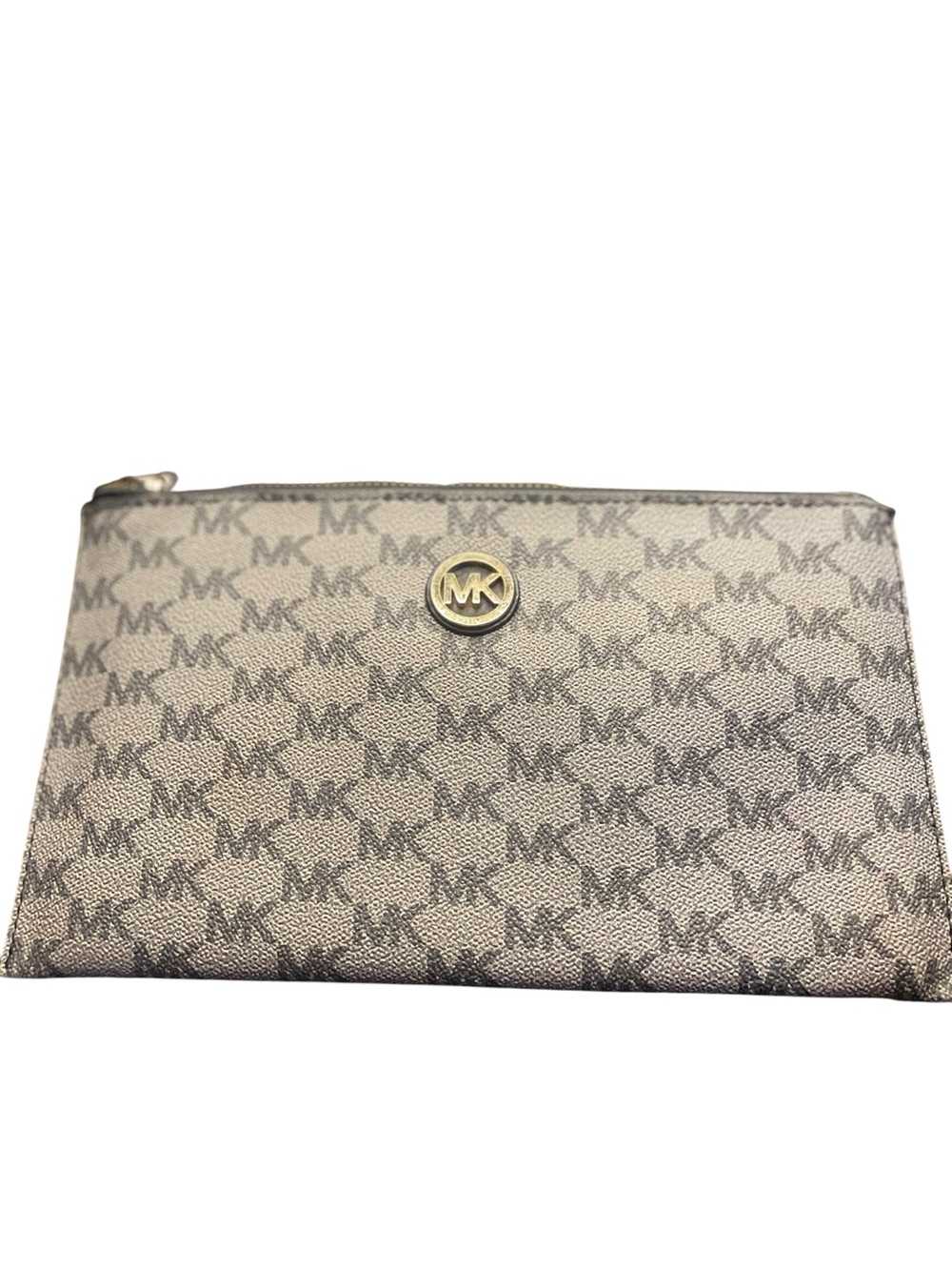 Michael Kors Signature Medium Wristlet • Brown/Gold Logo • Classic Zip Pouch